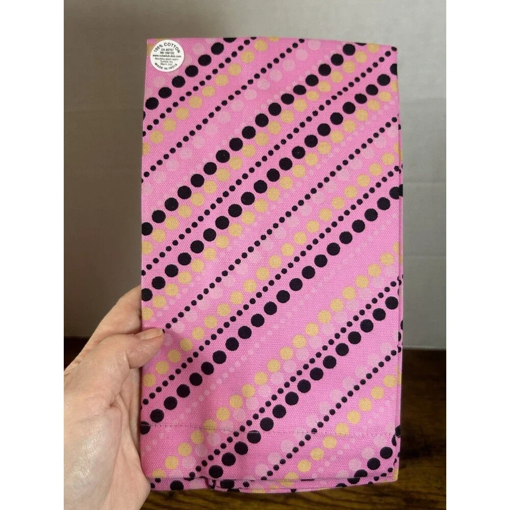 Rub-A-Dub-Dub Pink Polka Dot Cotton Dinner Napkins Set of 4 20x20 NIP Home